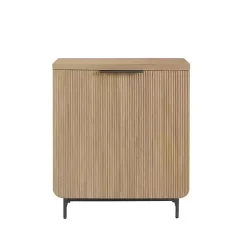 Natural Fluted Wood Scandinavian Cabinet