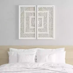 Natural Geometric Rice Paper Framed Art, Set of 2