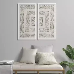 Natural Geometric Rice Paper Framed Art, Set of 2