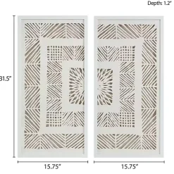 Natural Geometric Rice Paper Framed Art, Set of 2