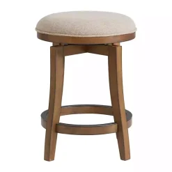 Natural Linen Barrel Base Swivel Counter Stool Set