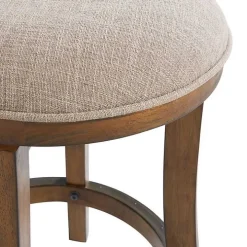 Natural Linen Barrel Base Swivel Counter Stool Set