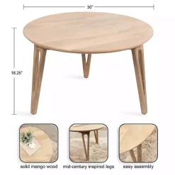 Natural Mango Wood Round Kershaw Coffee Table