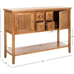 Natural Oak 4-Drawer Charlotte Sideboard