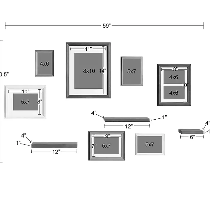 Natural 10-pc. Gallery Wall Frame and Shelf Set