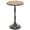 Natural Pine and Gray Metal Accent Table, 21 in.