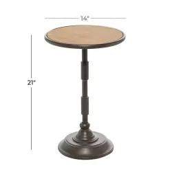 Natural Pine and Gray Metal Accent Table, 21 in.