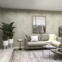 Natural Pine and Gray Metal Accent Table, 21 in.