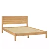 Natural Pine Wood Slatted Headboard Queen Bed