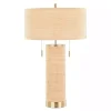 Natural Rattan and Gold Metal Table Lamp
