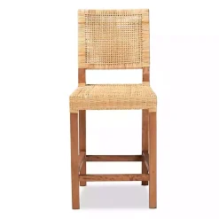 Natural Rattan and Wood Counter Stool