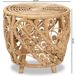 Natural Rattan Open Woven Accent Table
