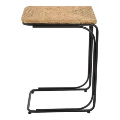 Natural Seagrass and Black Metal C-Table