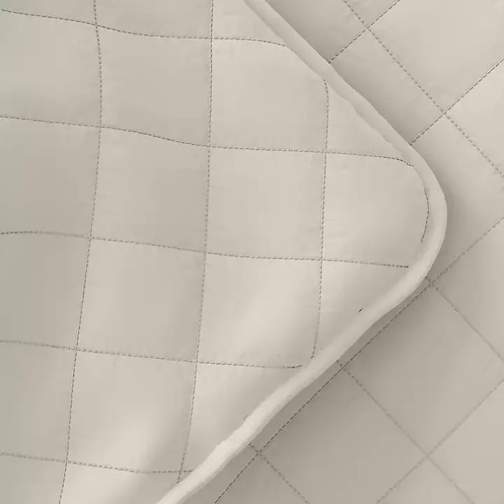 Natural Stitched Diamond 3-pc. King Quilt Set