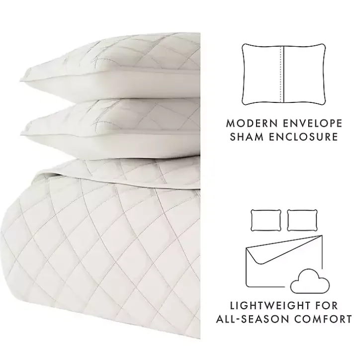 Natural Stitched Diamond 3-pc. King Quilt Set