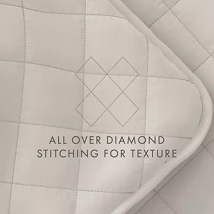 Natural Stitched Diamond 3-pc. King Quilt Set