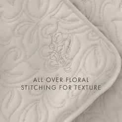 Natural Stitched Floral 2-pc. Twin Quilt Set