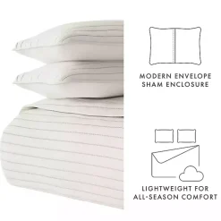 Natural Stitched Stripes 3-pc. King Quilt Set