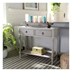 Natural Textured 2-Drawer Console Table