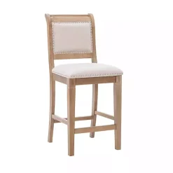 Natural Upholstered Wood Frame Counter Stool