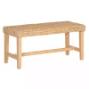 Natural Wood and Woven Hyacinth Bench