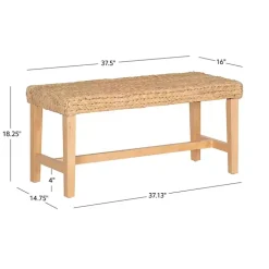 Natural Wood and Woven Hyacinth Bench