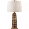 Natural Wood Beaded Base Table Lamp