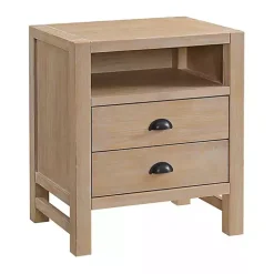 Natural Wood Grain Open Storage Nightstand
