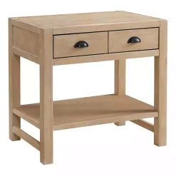 Natural Wood Grain Open Shelf Nightstand