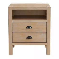 Natural Wood Grain Open Storage Nightstand