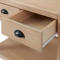 Natural Wood Grain Open Shelf Nightstand