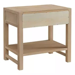 Natural Wood Grain Open Shelf Nightstand