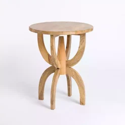 Natural Wood Round Dori Side Table