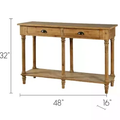 Natural Wooden 2-Drawer Console Table