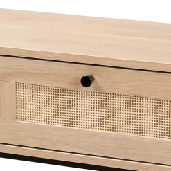 Natural Woven Rattan 2-Drawer Console Table