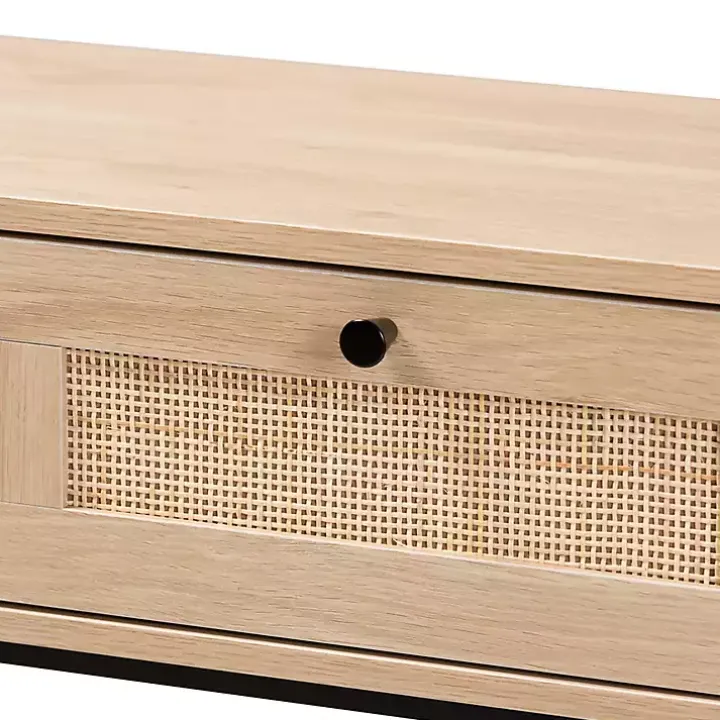 Natural Woven Rattan 2-Drawer Console Table