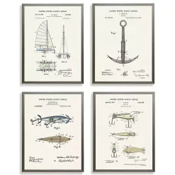 Nautical Patents Framed Art Prints, Set of 4