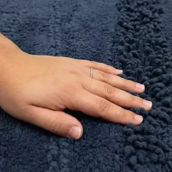 Navy Asymmetrical Cotton Bath Mat