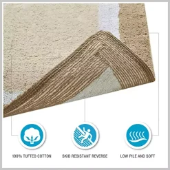 Navy Blue Border Cotton Bath Mat, 27x45