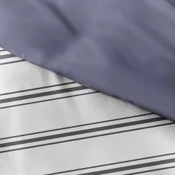 Navy Blue Echo Stripe 3-pc. Queen Duvet Cover Set