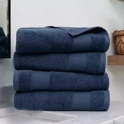 Navy Blue Essential Cotton Bath Towels, Set of 4