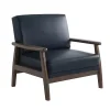 Navy Blue Faux Leather Ambon Accent Chair