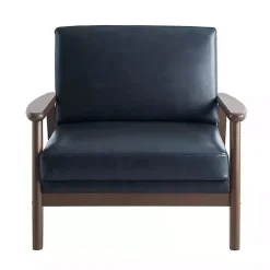 Navy Blue Faux Leather Ambon Accent Chair