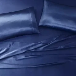 Navy Blue Satin 6-pc. Full Sheet Set