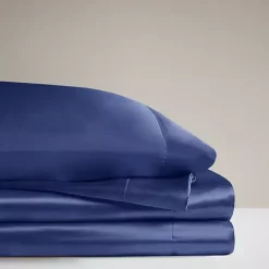 Navy Blue Satin 6-pc. Full Sheet Set