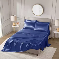 Navy Blue Satin 6-pc. Queen Sheet Set