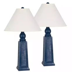 Navy Blue Shutter Table Lamps, Set of 2