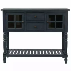 Navy Blue Slatted Windowpane Console Table