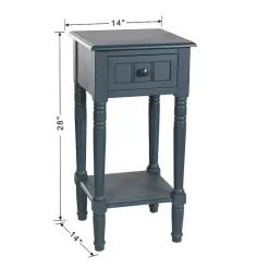 Navy Blue Wood Square Hampton Accent Table