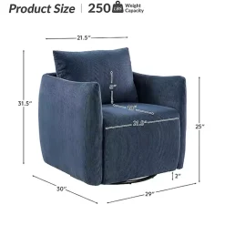 Navy Corduroy Swivel Accent Chair